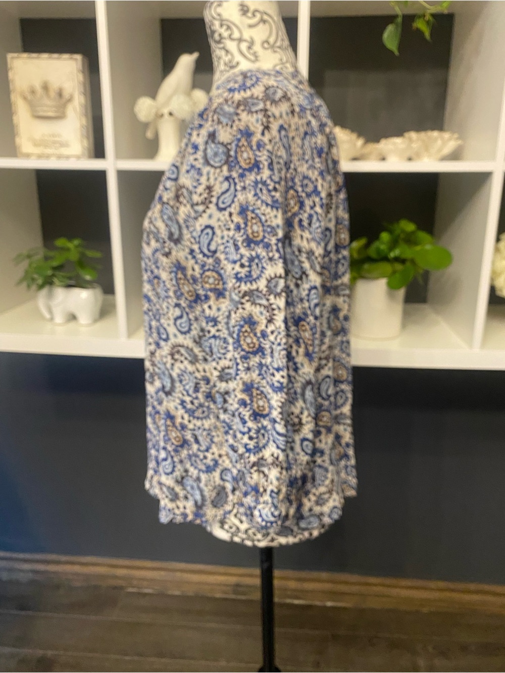 Part Two Blue Paisley V-Neck Blouse - Picture 2 of 5